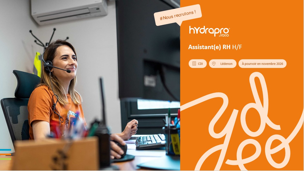 Recrutement: Assistant(e) RH F/H chez Hydrapro à Ledenon