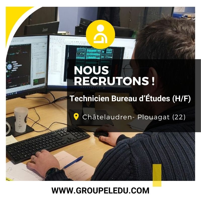 Recrutement: Technicien Bureau d’Études – Électricité Industrielle F/H chez LE DU à Châtelaudren-Plouagat