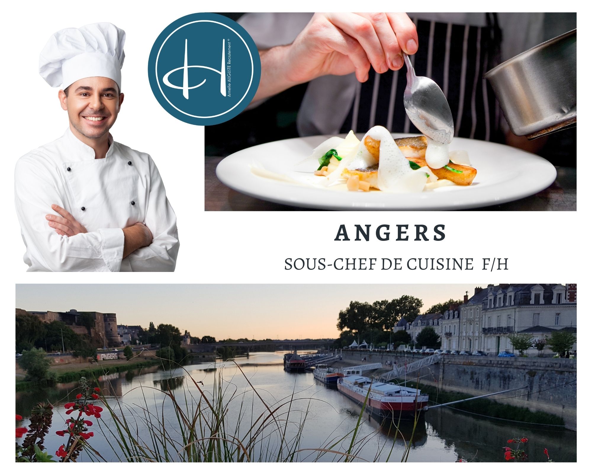 Recrutement: Second de cuisine château hôtel Angers F/H chez Armelle AUGUSTE Recrutement® à Angers