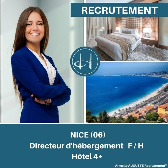 Recrutement: Responsable d'hébergement hôtel 4* Nice F/H chez Armelle AUGUSTE Recrutement® à Nice