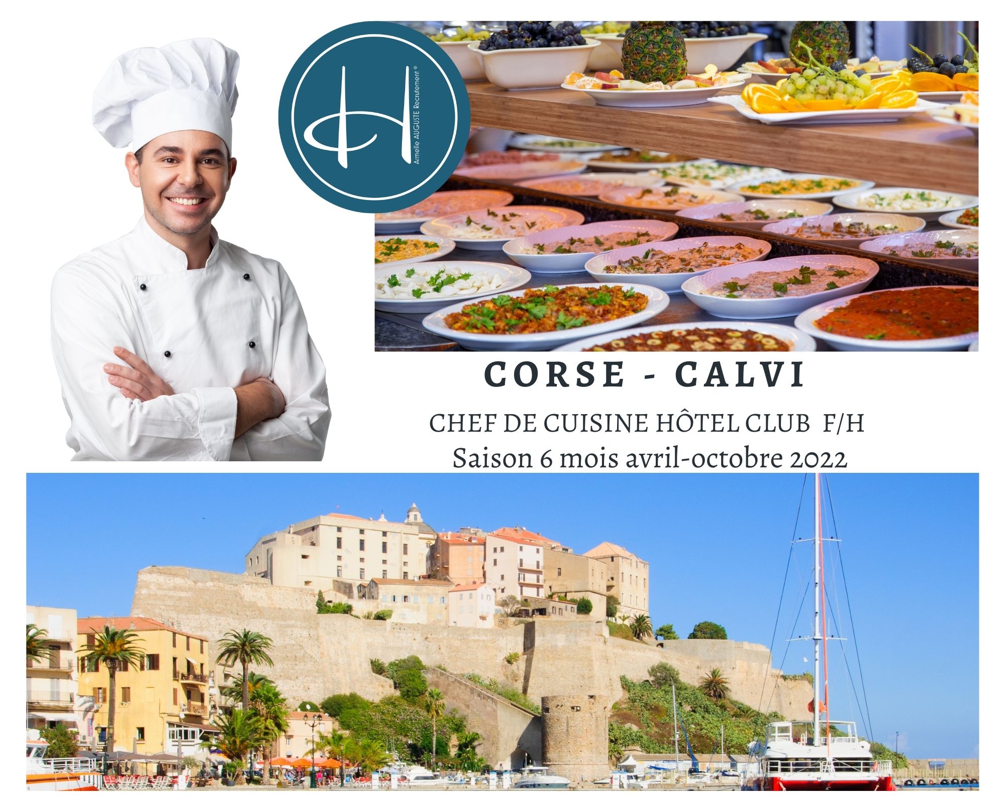 Recrutement: Chef de cuisine Hôtel Club restaurant F/H chez Armelle AUGUSTE Recrutement® à L'Île-Rousse