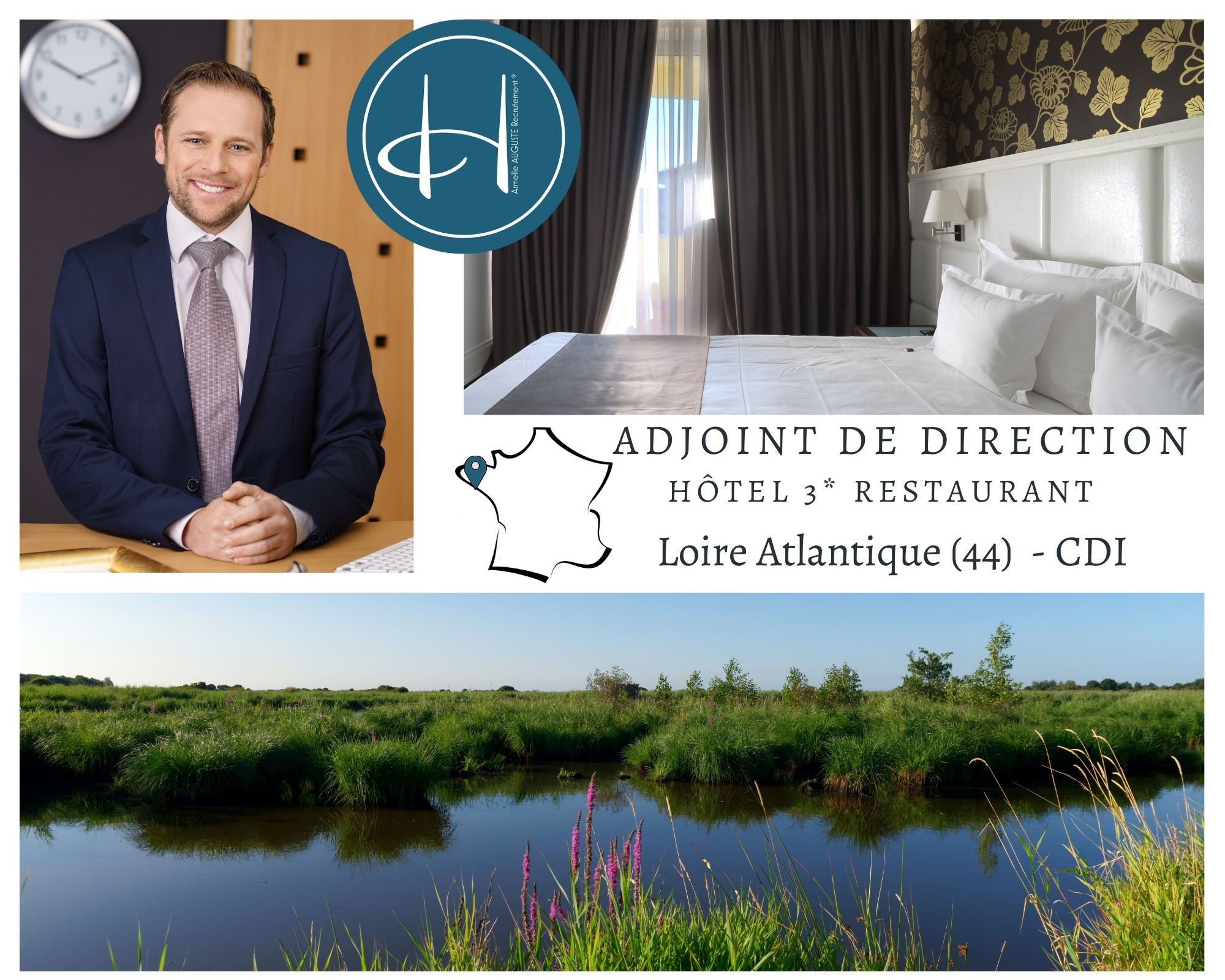 Recrutement: Adjoint de direction hôtel 3* restaurant F/H chez Armelle AUGUSTE Recrutement® à La Roche-Bernard