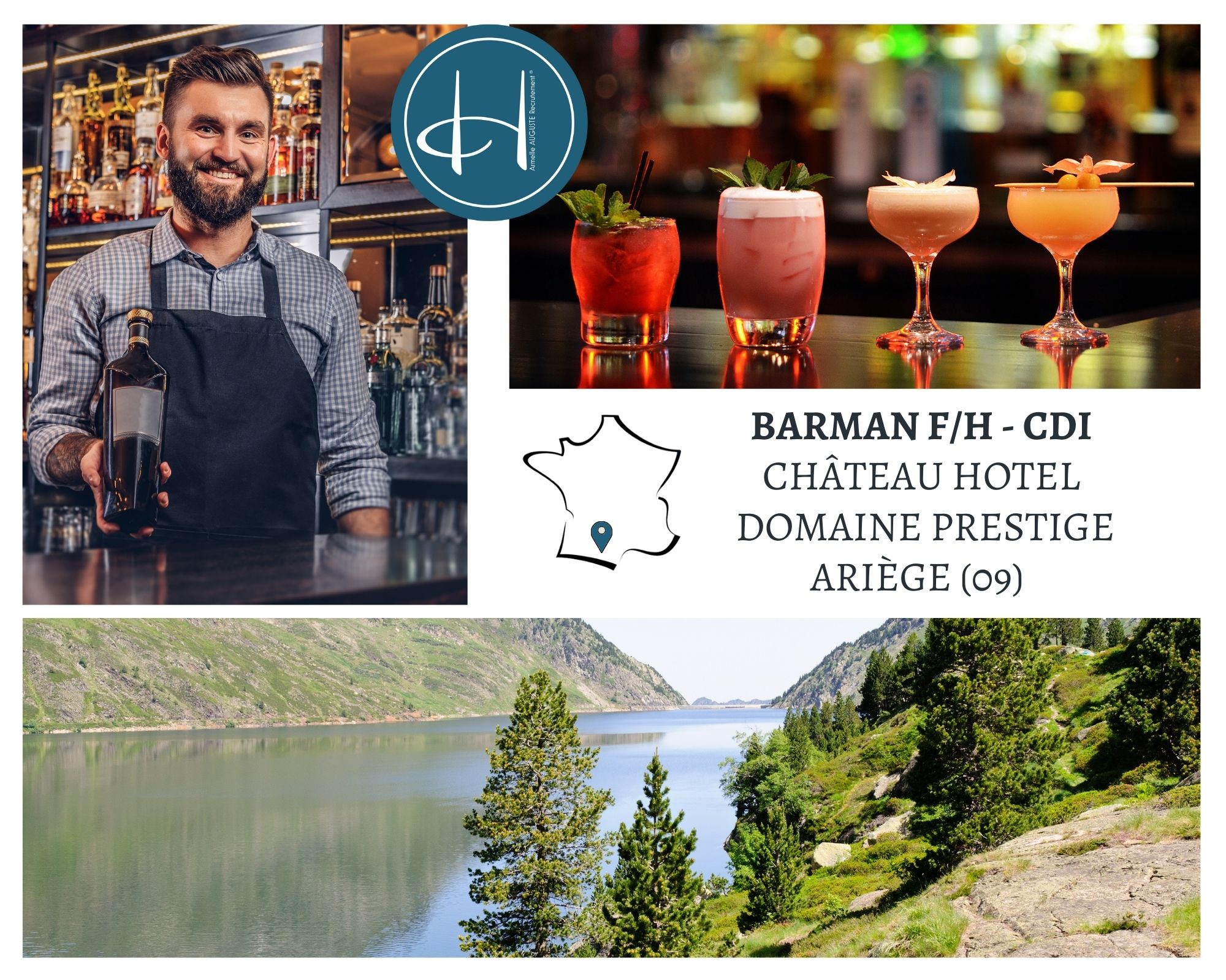 Recrutement: Barman - Château hôtel 4* F/H chez Armelle AUGUSTE Recrutement® à foix