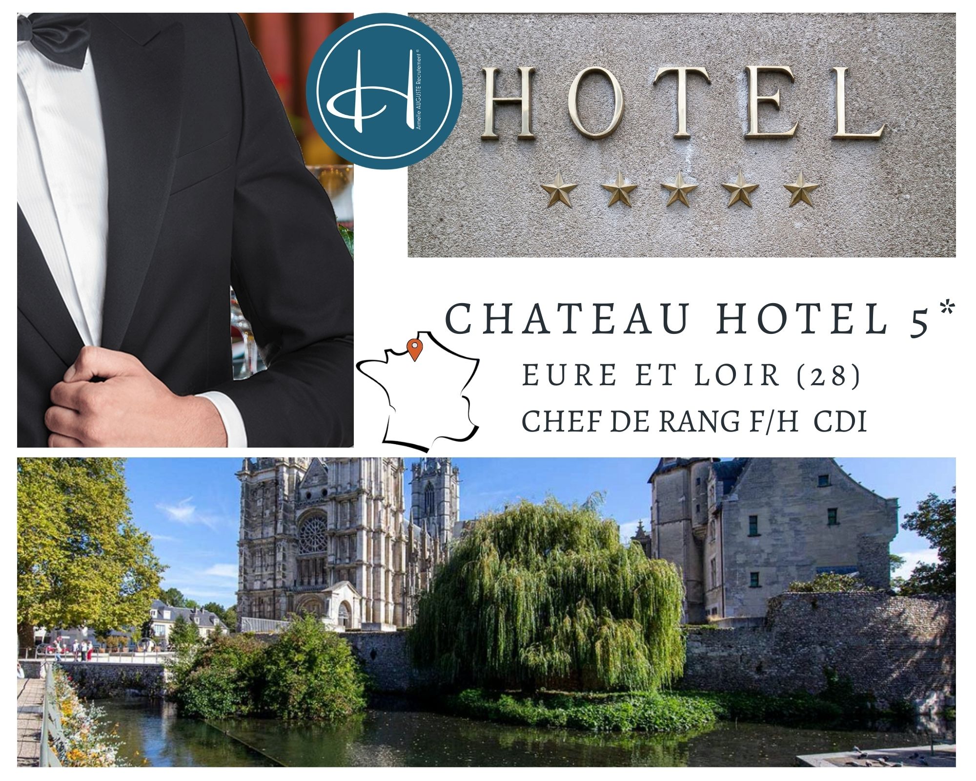 Recrutement: Chef de rang - Ouverture - Château Hôtel 5* F/H chez Armelle AUGUSTE Recrutement® à anet