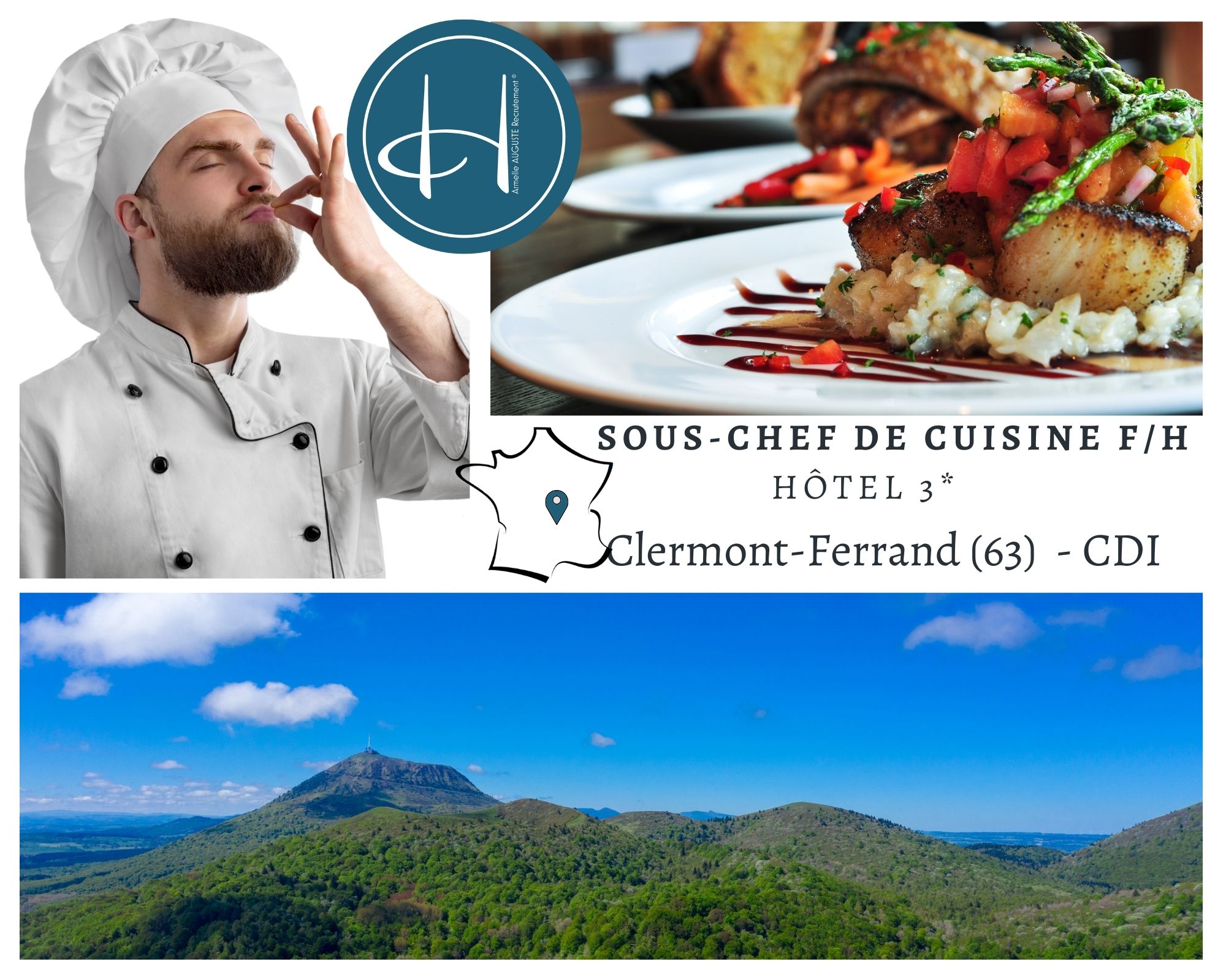 Recrutement: Second de cuisine F/H chez Armelle AUGUSTE Recrutement® à Clermont-Ferrand