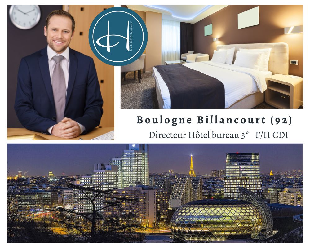 Recrutement: Directeur d'hôtel bureau 3* Boulogne Billancourt F/H chez Armelle AUGUSTE Recrutement® à Boulogne-Billancourt