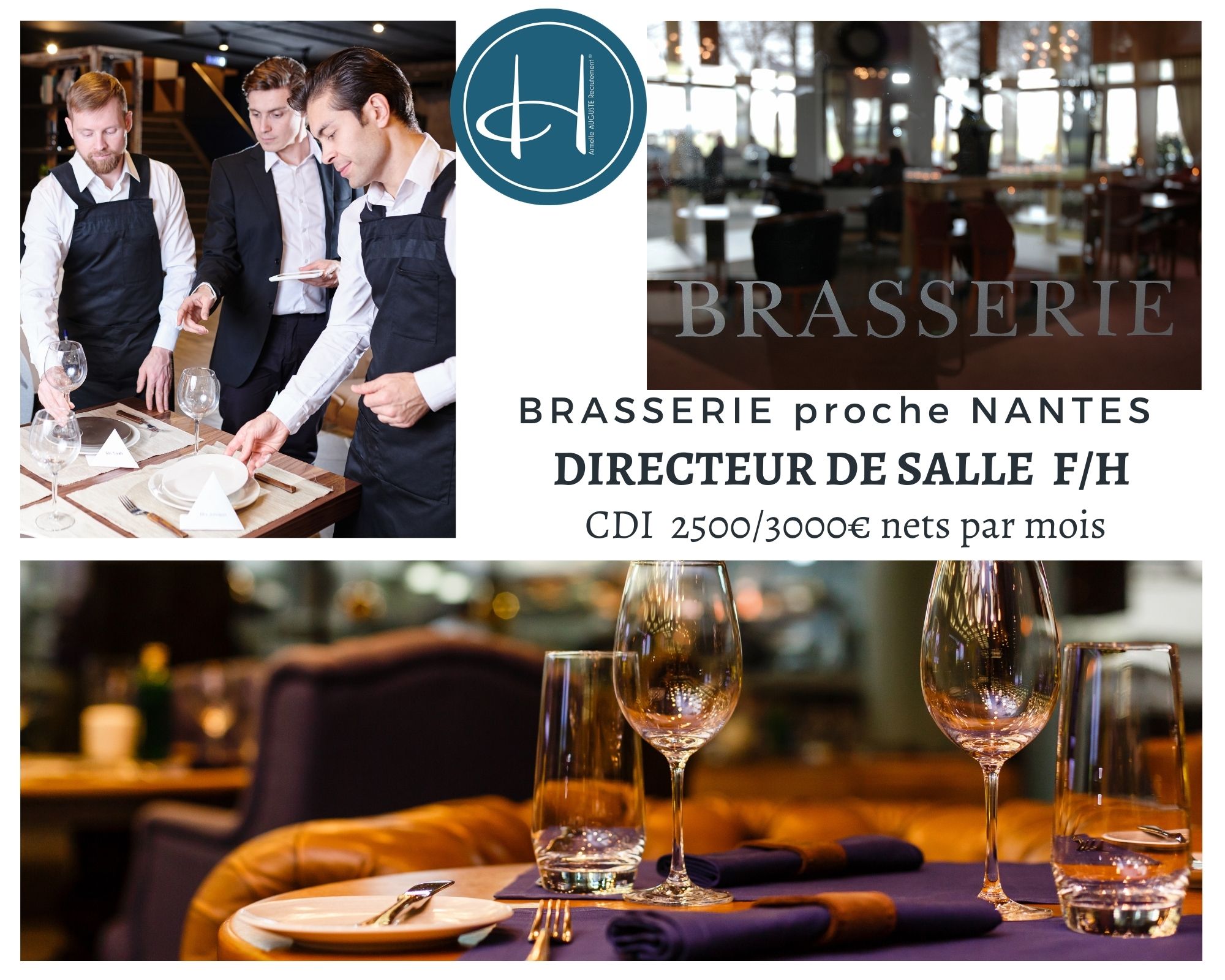 Recrutement: Directeur de restaurant, bistrot chic, Nantes F/H chez Armelle AUGUSTE Recrutement® à Nantes