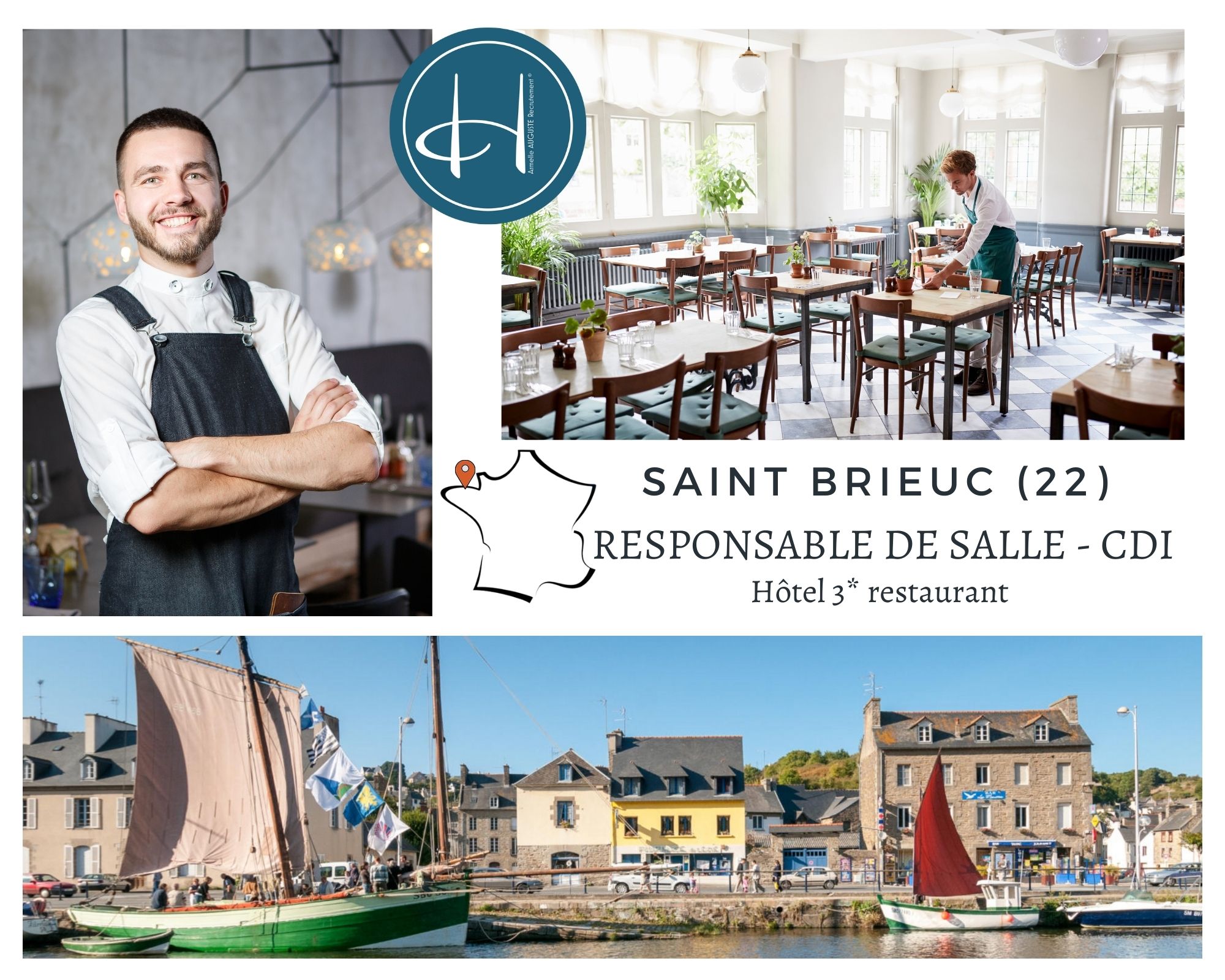 Recrutement: Responsable de salle Hôtel restaurant F/H chez Armelle AUGUSTE Recrutement® à Saint-Brieuc