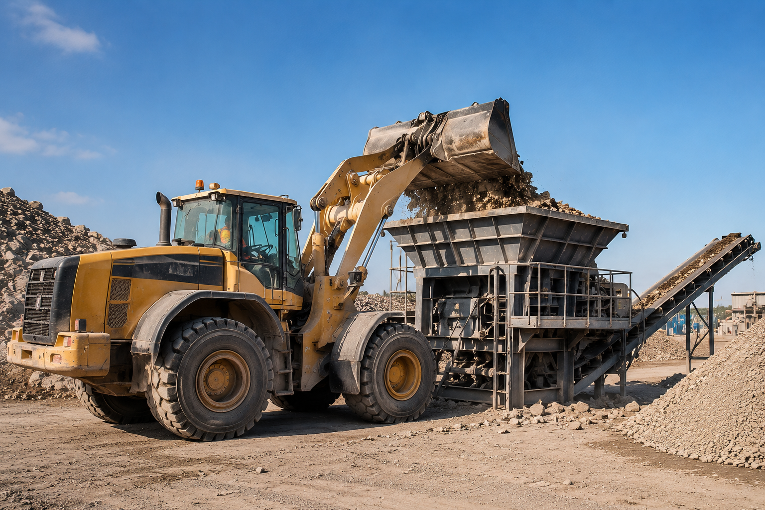 Recrutement: Conducteur d'engins H/F – Chargeuse / Alimentation du concasseur F/H chez IA Recrutement à merignac