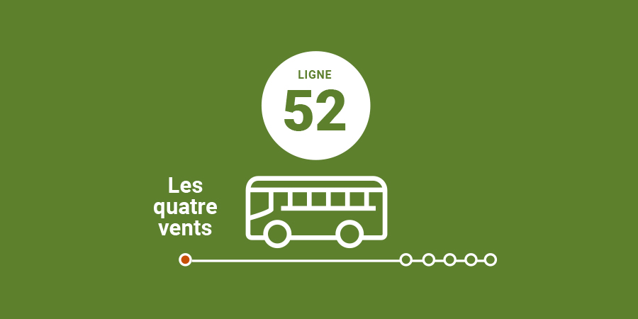 Picto Bus ligne 52 pour accéder aux serres de la Chapelle à Rennes