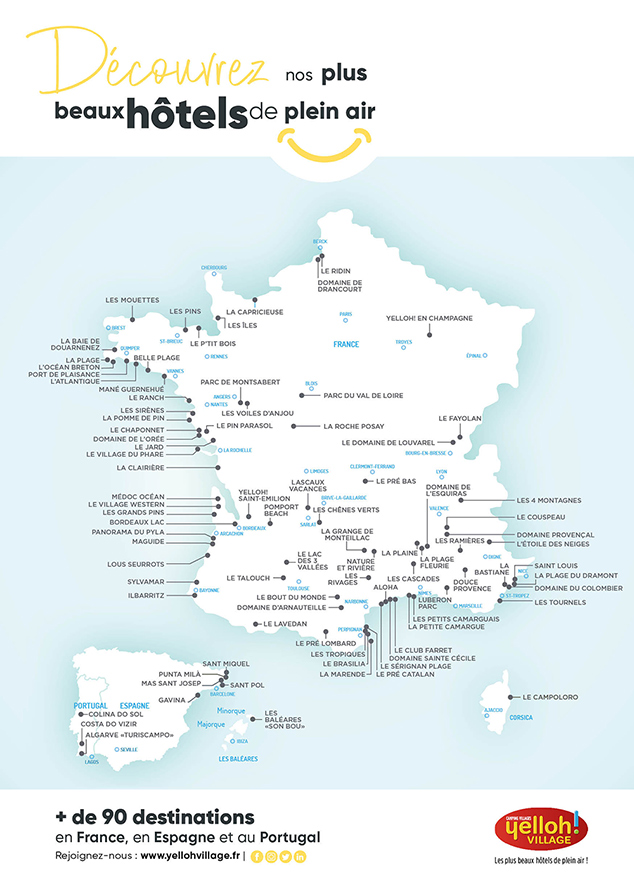 Carte des campings Yelloh! Village